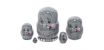 Babuschka Mini Elefanten 5 Stück, 2.5 cm