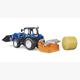 Bruder 02187 New Holland T5.120 mit FL, Ladekasten, Gabeln + 1 Rundballen