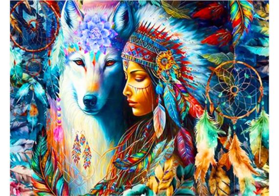 Diamond Painting Set DP2545042 Wolf-Girl 35 x 45 cm