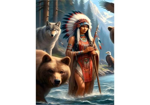 Diamond Painting Set DP2545049 Indian 35 x 45 cm