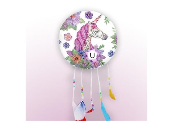 Diamond Painting Traumfänger Einhorn mit Blumen