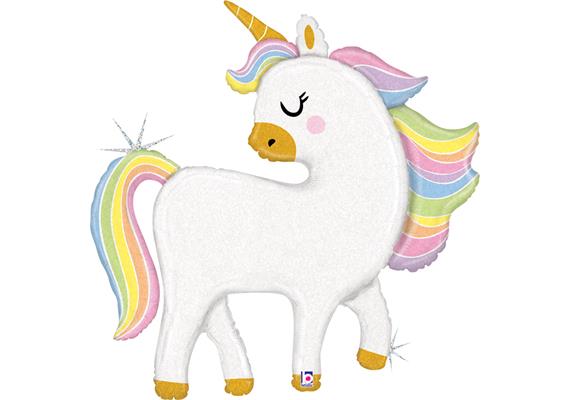 Folienballon Glitter Pastel Einhorn 37"/94 cm ohne Füllung