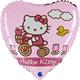 Folienballon Hello Kitty Fahrrad 46 cm ohne Füllung