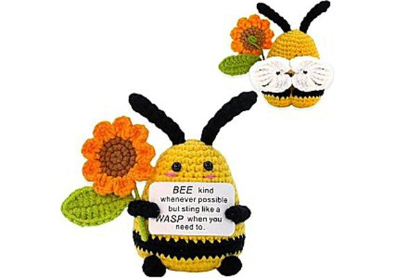Gestrickte Positive Biene 9 x 7 cm