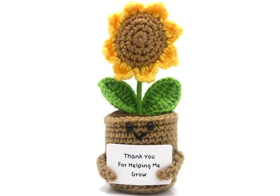 Gestrickte Positive Sonnenblume 14 cm