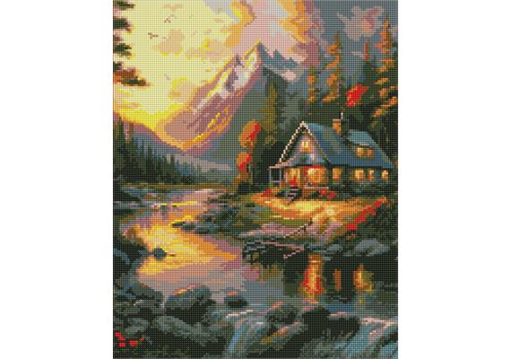 ideyka AMO7728 Diamond Painting - Goldener Sonnenuntergang mit Rahmen 40 x 50 cm