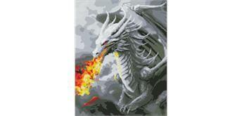 ideyka AMO7833 Diamond Painting - Feuer speiender Drache mit Rahmen 40 x 50 cm