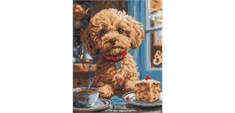 ideyka AMO8040 Diamond Painting - Maltipoo im Café mit Rahmen 40 x 50 cm