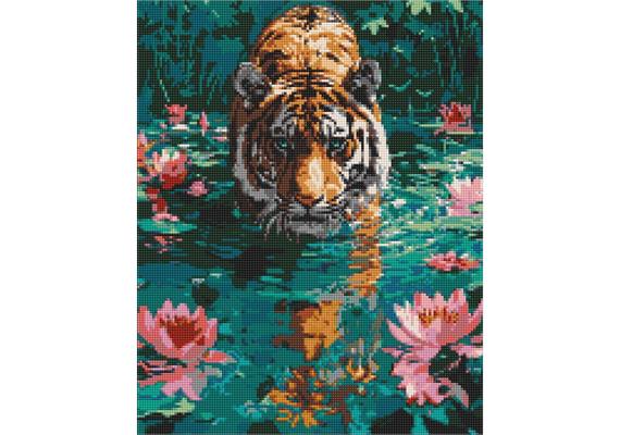 ideyka AMO8045 Diamond Painting - Tiger auf der Jagd mit Rahmen 40 x 50 cm