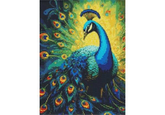 ideyka AMO8142 Diamond Painting - Raffinierter Pfau mit Rahmen 30 x 40 cm