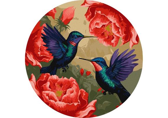 ideyka KHO-R1048 Malen nach Zahlen - Bunte Kolibris rund 39 cm