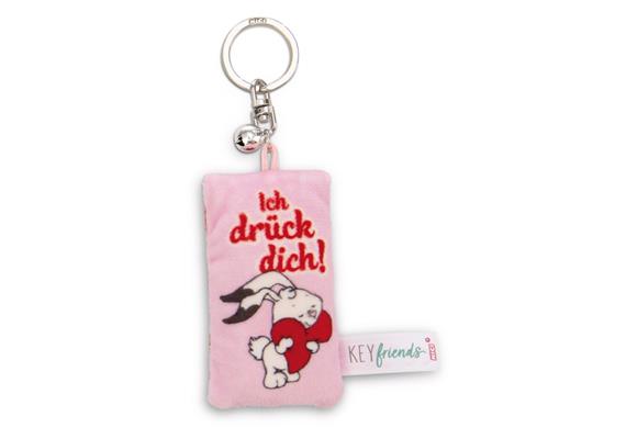 Nici Schlüsselanhänger Mini Plüschkissen Ich drück dich! mit Glöckchen 8 cm