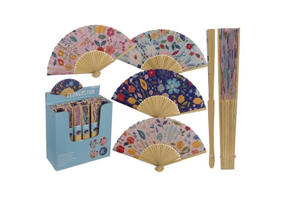 Ootb - Fächer Flowers aus Bambus, ca. 21 cm assortiert