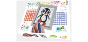 Pixel Geschenkbox mit 23 Pixel Vierecke - Pinguin