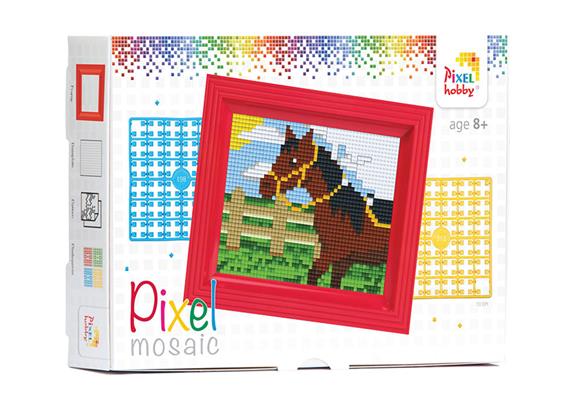 Pixel Geschenkbox mit 24 Pixel Vierecke - Pferd