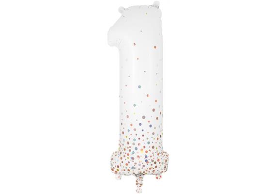 Zahlen-Folienballon 1 Sparkling Fizz Holograhic Weiss Rose Gold 86 cm