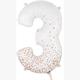 Zahlen-Folienballon 3 Sparkling Fizz Holograhic Weiss Rose Gold 86 cm