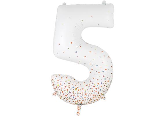 Zahlen-Folienballon 5 Sparkling Fizz Holograhic Weiss Rose Gold 86 cm