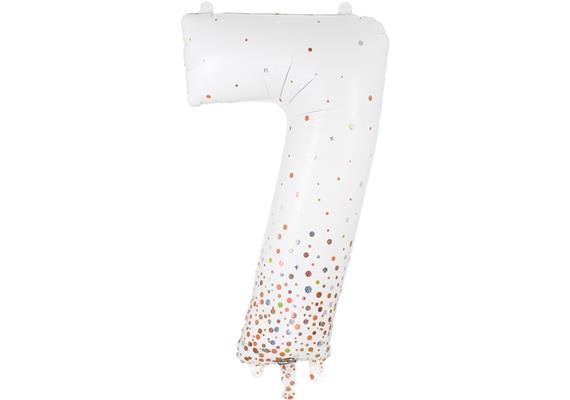 Zahlen-Folienballon 7 Sparkling Fizz Holograhic Weiss Rose Gold 86 cm