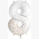 Zahlen-Folienballon 8 Sparkling Fizz Holograhic Weiss Rose Gold 86 cm